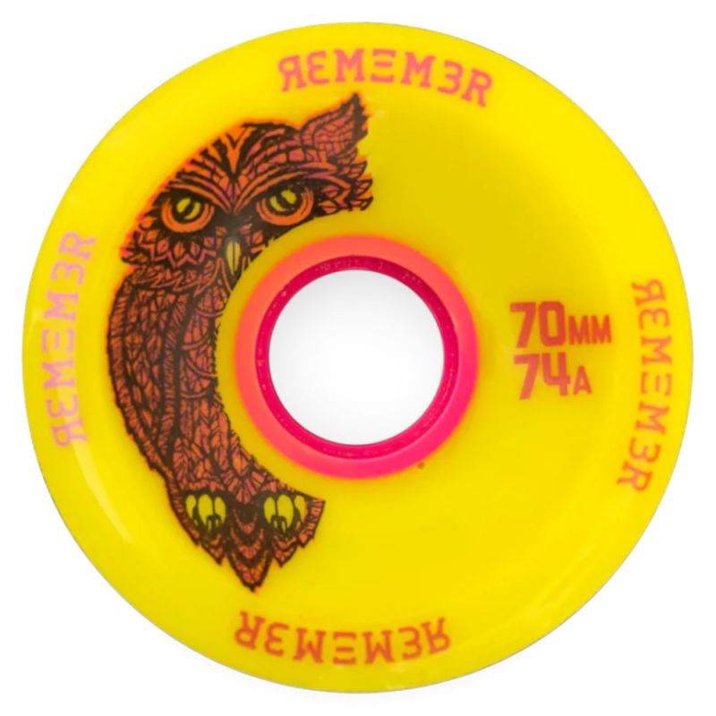 REMEMBER Hoot Wheels 70mm 74a Yellow - Longboard Rollen