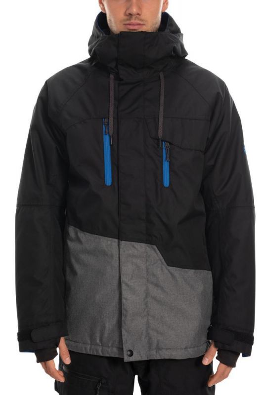 686 Men's Geo Insulated Jacket Black Colorblock - Snowboard Jacke