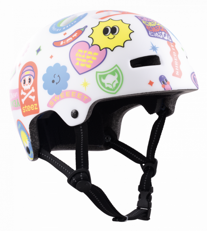 TSG Nipper Maxi Graphic Design - White Happy Sticker XXS/XS - Kinderhelm