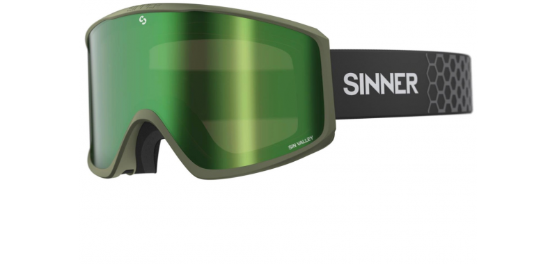 SINNER Sin Valley Matte Moss Green Mirrored inkl. Bonus Lens - Snowboardbrille
