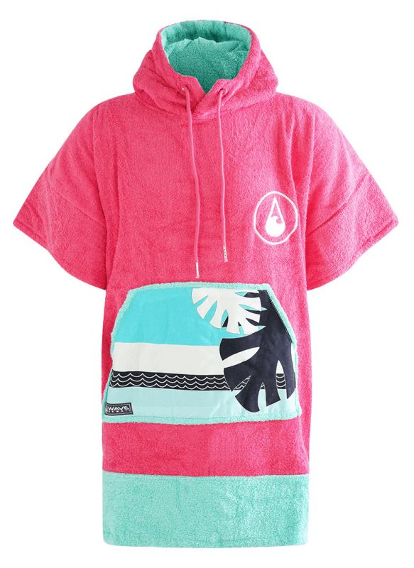 WAVE HAWAII Bambus-Poncho Pink Wave (Größe XS) - Surf Poncho