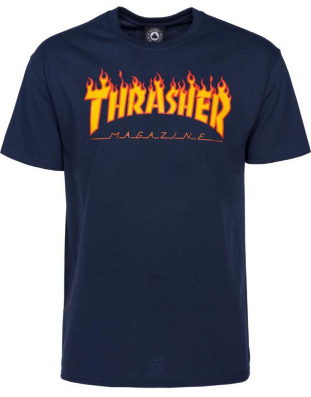 THRASHER Flame T-Shirt Navy
