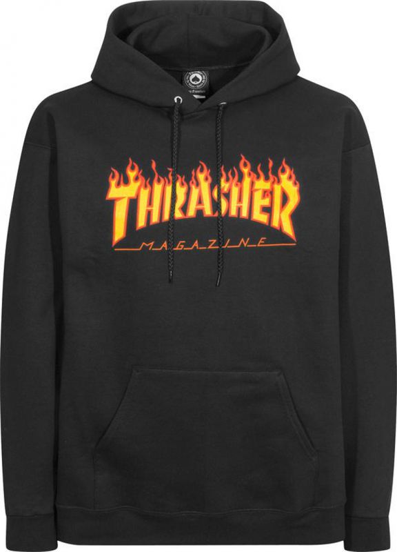 THRASHER Flame Hooded Sweatshirt Black