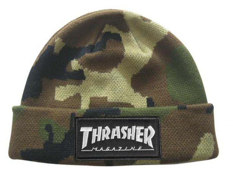 THRASHER Logo Patch Beanie - Camo